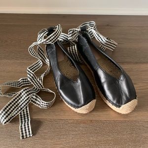 Black leather espadrilles- Size 9